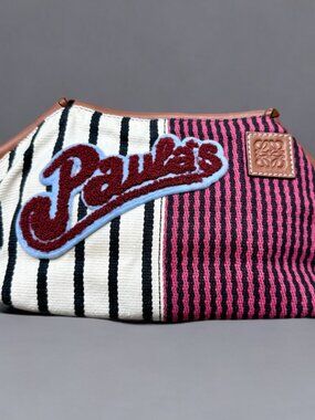 Loewe Paula's Ibiza Multicolor Canvas Striped Zip Pouch Toiletry Case